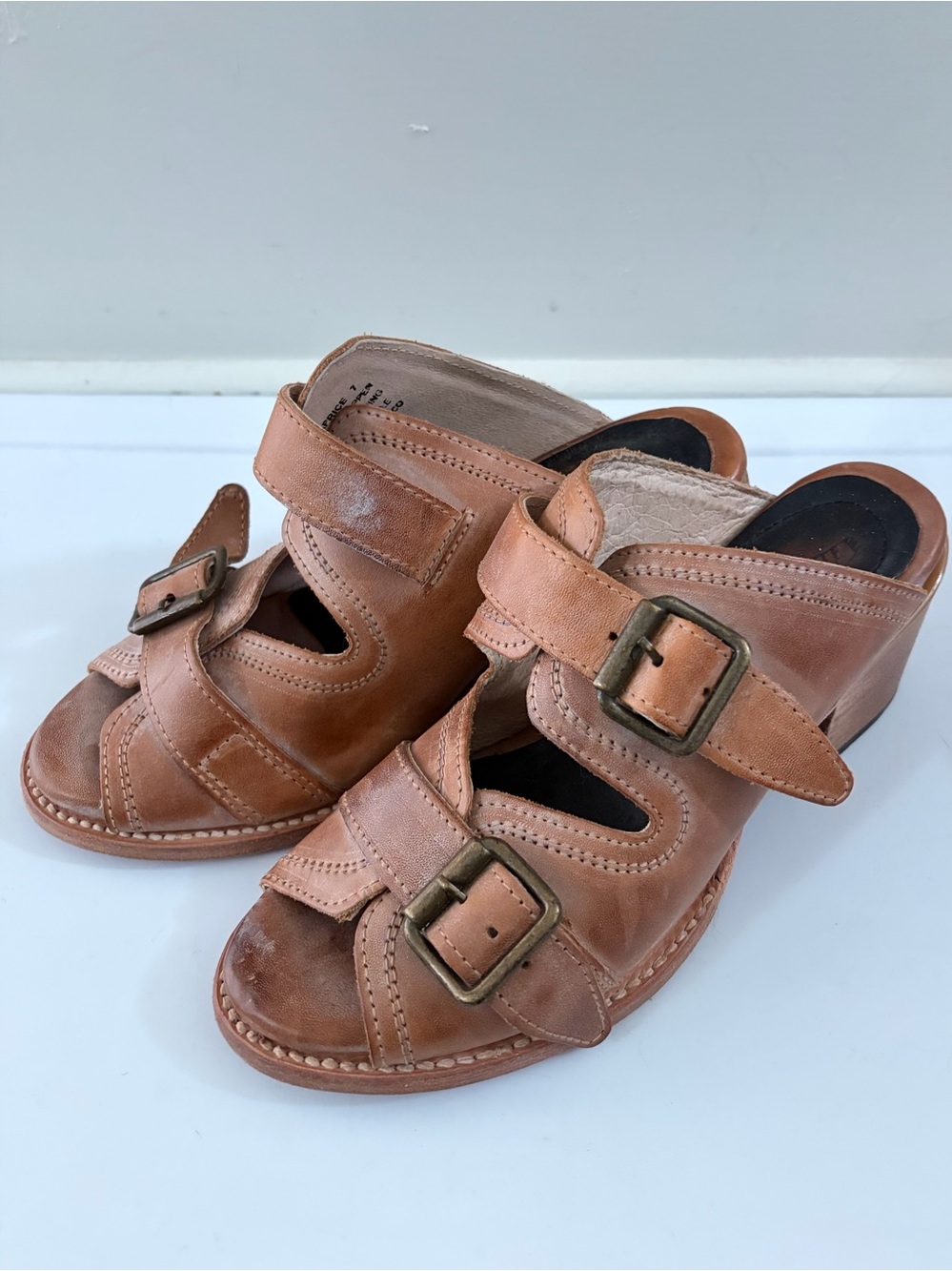 Freebird Caprice Size 7 Heel Sandals Leather Buckles